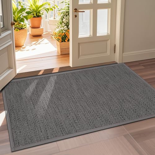 LEKEEPGO Zerbino Ingresso 90 x 150 cm, Tappeto Ingresso Interno Antiscivolo, Zerbino Ingresso Interno ed Esterno Assorbente, Tappetino Entrata Lavabile per Casa Porta, Corridoio, Grigio