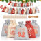 24 Stk Adventskalender zum Befüllen - Stoff Adventskalender - 14 x 10 cm Gedruckte Stoffbeutel Kinder Weihnachtskalender - Groß Adventskalender Säckchen - Adventskalender 2024 Kinder