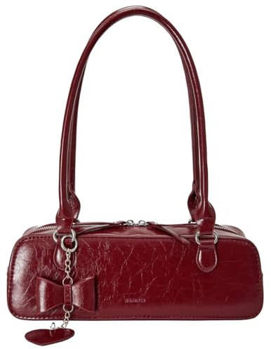 JUCHRZEY Damen PU-Unterarmtasche, modische Umhängetasche, große Kapazität, elegante Hobo-Tasche, Reißverschluss oben, Grifftasche mit Herz-Anhänger, trendige Pendlertasche