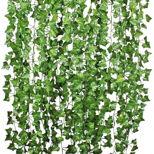 Guirlande De Lierre Artificiel De 7,2 Pieds – Fausses Vignes Suspendues en Toile De Fond | Feuilles De Verdure Résistantes Aux UV | Fausses Plants Suspendues Vignes Esthétiques | Vignes Esthétiques P
