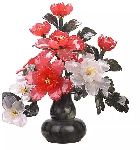 QTYQWC Künstlicher Bonsai-Baum aus Jade, Geschnitzte Jade-Blume, Bonsai, Wohnzimmer, Jade-Dekoration, Restaurant, Neuer chinesischer Stil, Einweihungsgeschenk, Indoor-Begrünung, künstlicher Baum