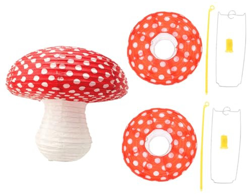 Cabilock 3 Stück Pilzpapier 3D Pilz Design Papier Raumdekoration 3D Pilz Ornament Pilz Zum Aufhängen 3D Papier Pilz Pp Rot