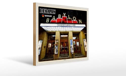 Femer Holzschild Städte Berlin Deutschland Babylon Kino 40x30cm