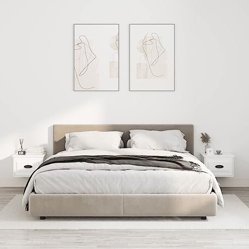 FARBUROI Comodini a Parete 2 pz Bianco Lucido 41,5x36x28 cm,Comodini Sospesi Bianchi Moderni Per Arredare Casa, Bagno e Cucina Camera da letto Comodini