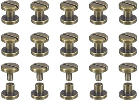 QUARKZMAN 30pz Viti Chicago in Ottone, 3x8mm Vite a Testa Piana per Chiodo Posteriore per Cintura Fai da Te in Pelle Bronzo