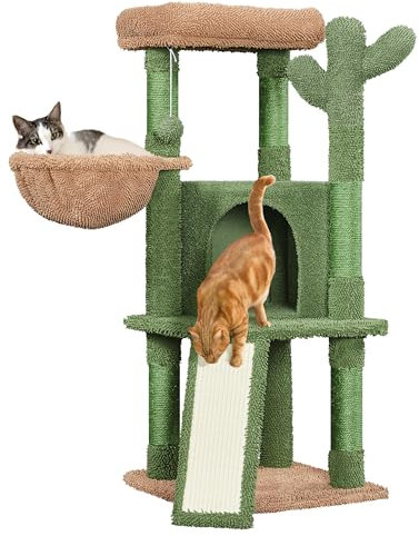 Soberine Albero per Gatti Tiragraffi Design Cactus Torre per Gatti Gioco Altezza 106,5 cm Verde e Marrone