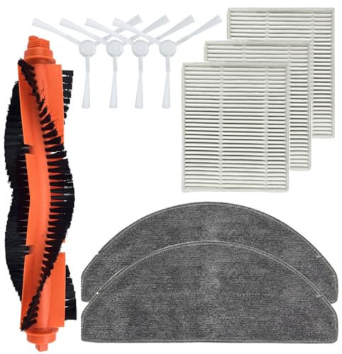 Pièces de rechange compatibles avec les aspirateurs robot Xiàomi Mijia 3C Enhanced - Kit d'accessoires pour Mijia 3C Plus - Contient 1 brosse principale, 4 brosses latérales, 3 filtres, 2 chiffons