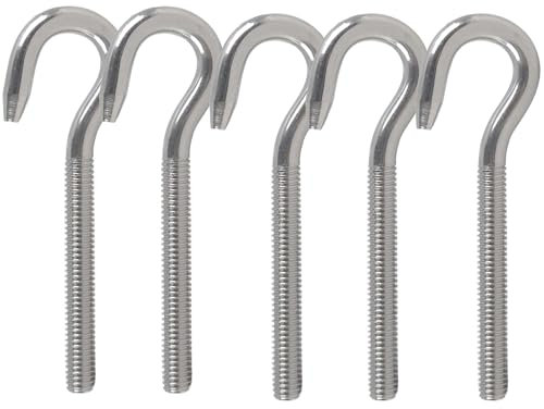 huruirui 5pcs Boulon à Oeil M8 Vis à Crochet en Acier Inoxydable 304 A2-70 Tige Filetée Crochet Boulon pour Fixation et Suspension