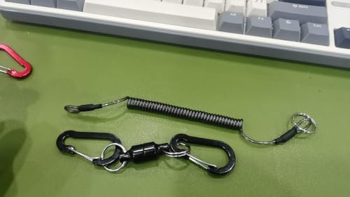 Wukong Magnetisch Release Clip Schwarz Magnetschnalle Fliegenfischen Netzfreigabeclip, Fliegenfischen Magnetnetz Release Retractor mit Spiralband für Angelzubehör Schnell Fischernetze Anbringen Lösen