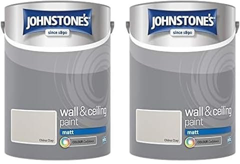 Johnstone's - Wall & Ceiling Paint - China Clay - Matt Finish - Emulsion Paint - Fantastic Coverage - Easy to Apply - Dry in 1-2 Hours - 12m2 Coverage per Litre - 5 l (Pack of 2)