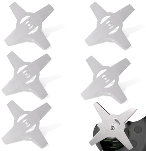 Rasentrimmer Messer,10 Stück Metall Ersatzmesser Rasentrimmer Freischneider Messer,5mm Bohrung Rasentrimmer Ersatzmesser Ersatzklinge Rasentrimmer Zubehör Klingen Ersatzmesser für Rasenmäher (C-5pcs)