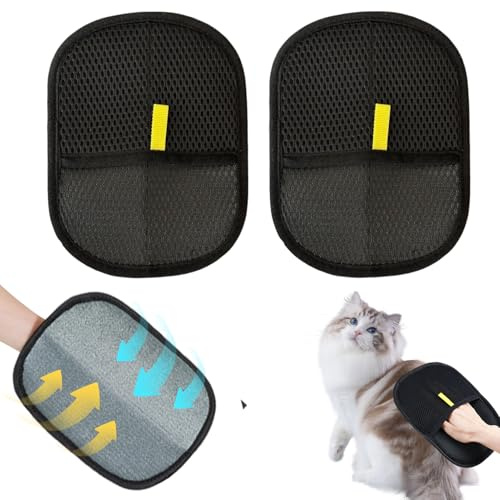 QarulG 2 Stück Pet Hair Remover Glove Fell Magnet Handschuh Tierhaarentferner Handschuh Pet Grooming Gloves Double Sided Grooming Glove Fellmagnet zur Entfernung von Tierhaaren Katzenhaarentferner