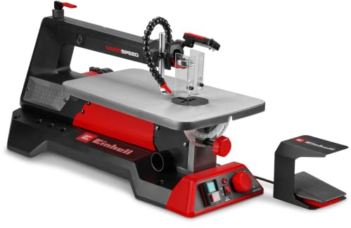 Einhell Dekupiersäge TE-SS 406 Vario FP | 130 W | 50 mm Schnitthöhe | Tisch bis 45° neigbar | Vario-Speed | Fußschalter | LED | 2x Sägeblatt