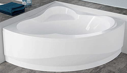 Baignoire d'angle Angle symétrique Joint une Standard avec châssis mesure 135x135 H55cm colonne Panneau avant courbe Bac coquille traditionnelle acrylique blanc brillant eau soutien maison réversible