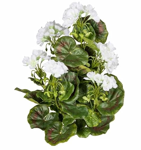 kunstpflanzen-discount.com Künstliche Geranien Blume 40cm hoch weiß blühend und UV-Beständig zum Stecken für Draußen