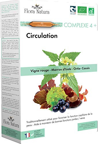 Flora Natura - Complex 4+ Circulation - Vigne Rouge/Marrond'Inde/Reine des Prés/Cassis/Primevère - 20 ampoules