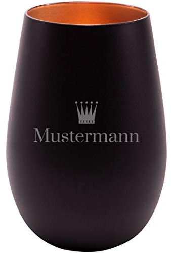 Manutextur Glas - mit Spruch oder Name - viele Motive - mit individueller Gravur - Trinkglas - graviert - personalisiert - persönliches Geschenk - schwarz - Bronze