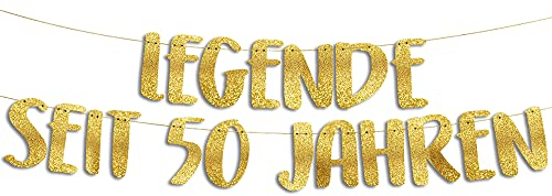 Lustige Banner, Glitzerbanner Legende Seit 50 Jahren, Partyzubehör zum 50. Geburtstag