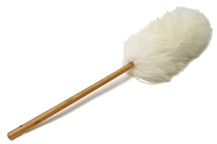 Plumeau en laine d'agneau avec manche en bois 52 cm
