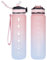 NAVTUE 1L Water Bottle with Straw, Sports Drinks Bottle with Time Markings, Leak Proof, Tritan BPA free for School/Cycling/Running (PinkBlue)