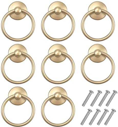 CHUANGOU 8 Stk Schubladengriffe Griff- Griff Knopf Ring für Schrank Schubladen Kommode Kleiderschrank (Gold)