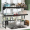 Over The Sink Drainer Rack, 3 Tier Full 304 Stainless Steel Over The Sink Dish Rack for Kitchen, Above Sink Dish Rack, Expandable Over The Sink Dish Drying Rack with 10 Hooks (Black - 25.5-35.5)