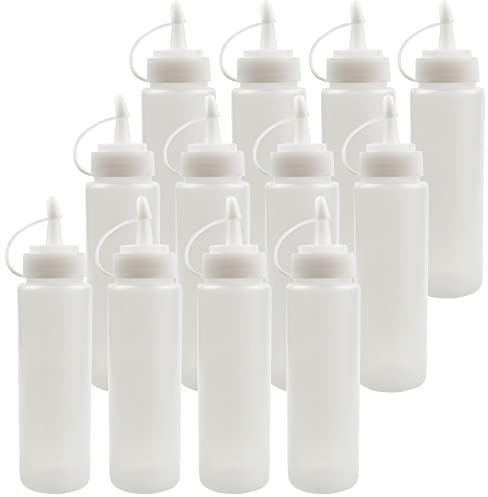 CENRONG Squeeze Bottle,12 Piezas Condimento Botellas Botella Salsa Botellas Plásticas de Cocina con Tapa para Condimento Ketchup Jarabe Mostaza Vinagre Aceite(250ml,8OZ)