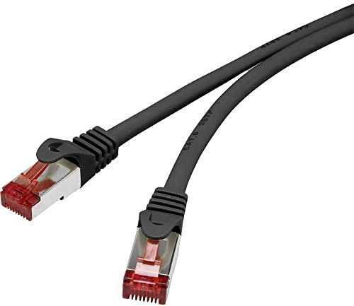 Renkforce RF-4979744 RJ45 Netzwerkkabel, Patchkabel CAT 6 S/FTP 5.00 m Schwarz mit Rastnasenschutz, vergoldete Steckkon