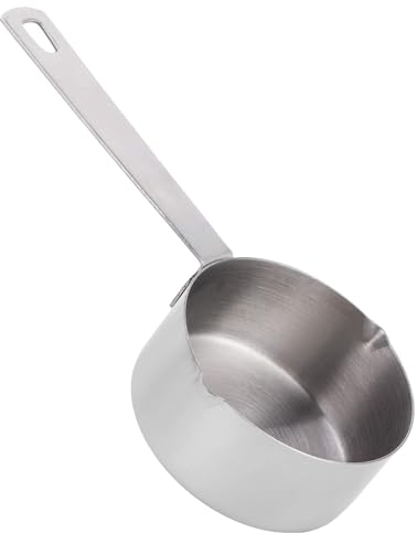 Stainless Steel Measuring Cups, 1/4 Measure Spoon Cups for Baking Cooking Dual Pour Mouth Measuring Jugs Measuring Spoons with Scales and Storage Rings, 15.1cm/5.9in