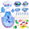 Magic4U Ensemble de cuisine pour enfants avec costume de chef pour enfants, 28 pièces d'accessoires de cuisine, y compris tablier, casseroles et poêles, nourriture de jeu, couper des légumes