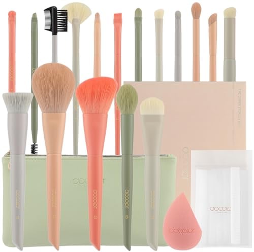 Docolor Pinselset Makeup 39 Stück Mit Tasche, Schwamm und Aufbewahrungstasche, Blender Schwamm & Pinselschutz