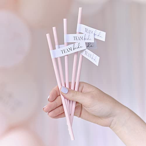 Ginger Ray Team Bride Hen Party Paper Straws Pack of 16,Pink