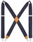 HISDERN Herren 3,5 cm breiter Hosenträger in X-Form mit sehr Starken 4 Metall Clip für Männer und Damen elastisch und verstellbar Blaubraune Streifen