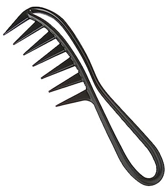 Pettine a Denti Larghi, Pettine con Manico, Pettini a Denti di Squalo, Pettine Largo per Capelli Ricci Comb, Pettine Olio Vintage per Salon, Domestico(Nero)