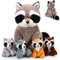 Harrycle 5 Stück Waschbär Kuscheltier Set Süßer Mama Waschbär Plüsch mit 4 Baby Waschbären im Bauch Kuschelige Weiche Waschbär Spielzeuge für Jungen Mädchen Geburtstag Wald Party (Kuscheliger Stil)