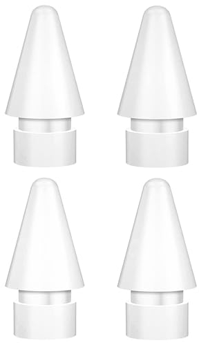 BLEBLE Replacement Tips for Apple Pencil 1st/2nd Generation & Logitech Crayon, Fine Point Well Precision Control Apple Pencil Nibs for ipad Pro/Air/Mini Pencil, 4 Pack, White