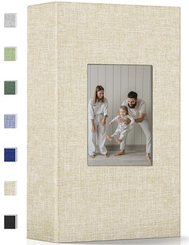 Popotop Fotoalbum, 10 x 15 cm Fotobuch mit 300 Fotos, Leineneinband, Fotobücher mit 300 horizontalen Taschen, Einsteck-Bilderalben für Familie, Hochzeit, Jahrestag, Baby, Urlaubsbilder