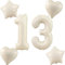 Beige Luftballons Zahl 13+4 pcs herz/stern Folienballon Zahl 13 .Geburtstag mädchen,40 Riesenzahl Ballons 13.geburtstagsdeko Jungen,Zahlenballon 13, Helium Ballons 13 Zahlen Luftballons