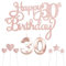 Personalised Rose Gold 30th Birthday Cake Topper with Number 30 Birthday Candles, Star Cupcake Toppers - Set of 9