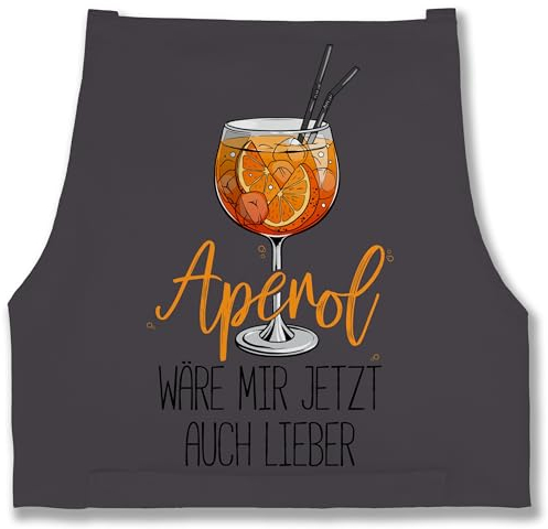 Schürze - Statement - Erwachsene - Aperol wäre mir jetzt auch lieber I Lustige Geschenke Aperol Spritz - 85x69 - Anthrazit - statements cocktails kochschürze aperolspritz sprüche spritz