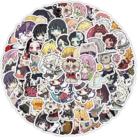 60 Stück Demon Slayer:Kimetsu No Yaiba Aufkleber Auto Laptop Telefon Gitarre Skateboard Motorrad Fahrrad Anime Stickers Set Vinyl Wasserdicht Aesthetic Aufkleber für Jugendliche Kinder Erwachsene