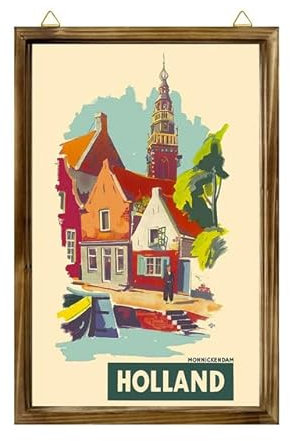 Gerahmtes Holzschild mit Bauernhaus-Motiv, Amsterdam, Niederlande, Niederlande, Europa, Reise, Kunstdruck, Werbung, 7, Wandbehang, Holz-Bilderrahmen, moderne Heimdekoration, 30 x 25 cm
