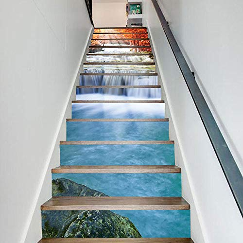 Fliesenaufkleber Wasserfall Küchenrückwand,Wasserdicht Ölfest ​Klebefliesen Küche Fliesenaufkleber Bad,Fliesenfolie 3D Wandpaneele Selbstklebend 12 PC(18x100cm)