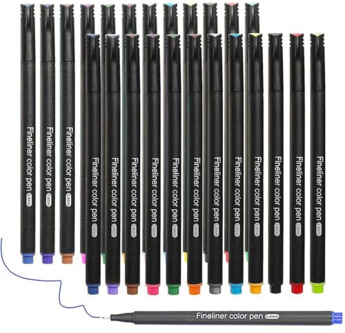 Belenova Fineliner Stifte, Set mit 24 Finelinern, 0,4 mm Spitzen Fine Point Marker, sortierte Kunststifte, wasserbasierte feine Spitze Marker für Zeichnen, Skizzieren, Journaling und Kalligraphie