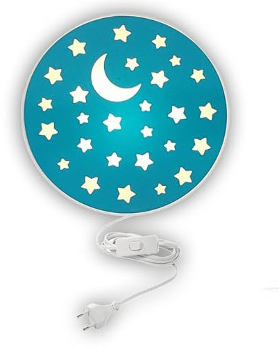 Niermann Standby Wandleuchte Petrol mit Sternen, 1 x E14, max. 10 Watt, Made in Germany, Kinderleuchte, Kinderlampe