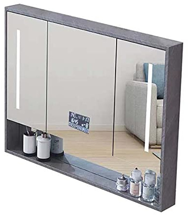 armoire de toilette,Armoire murale de salle de bain, miroir de salle de bain, miroir d'armoire de musique Bluetooth avec lumière, armoire intelligente, montage mural, antibrouillard transpar