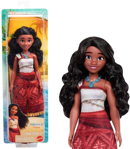Mattel Disney Vaiana 2 Muñeca de moda de Vaiana con 2 accesorios, ropa de quita y pon con collar y tobillera, inspirada en la película, JBT56