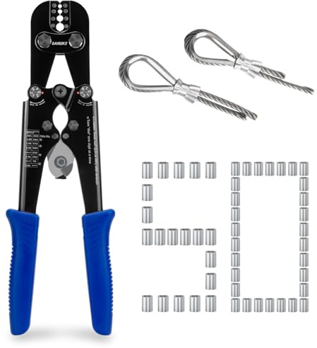 Sanuke Wire Rope Crimping Tool, 3/64 to 1/8 Wire Rope Crimper and Cutter