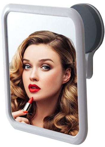 SQAQS Espejo de Ducha Antivaho,Espejo de Afeitar con Ventosa, Soporte Ventosa rotación de 360° Espejo Real sin Niebla Espejo de baño Brazo Ajustable irrompible y Resistente a la corrosión(Cuadrada)