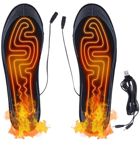 Heated Insoles for Men Women, Heated Insoles USB Powered Foot Warmer, Heated Shoe Insoles Reusable, Freely Cut Insole Washable Winter Thermal Insoles for Hunting Fishing Camping Hiking Size 35-45